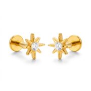 Flat Back Stud Earrings Celestial Sunburst in F136 Titanium - product image 1