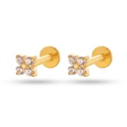 Flat Back Stud Earrings Crystal Flower in F136 Titanium - white background product image