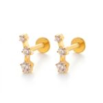 Flat Back Stud Earrings Crystal Trio in F136 Titanium - white background product image