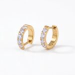 F136 Titanium Moissanite Huggie Hoop Earrings - white background product image