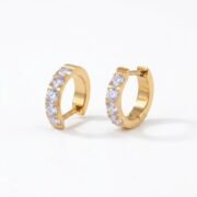 F136 Titanium Moissanite Huggie Hoop Earrings - white background product image
