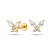 Flat Back Stud Earrings Crystal Butterfly in F136 Titanium - product image 1