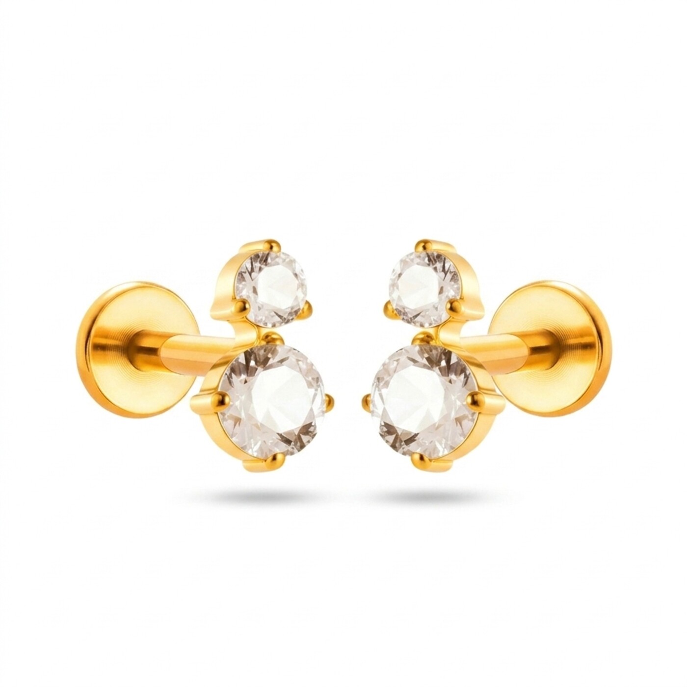 Flat Back Stud Earrings Crystal Twin Dot in F136 Titanium - product image 1