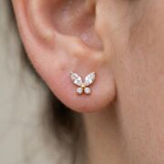 Flat Back Stud Earrings Crystal Butterfly in F136 Titanium - product image 2