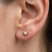 Flat Back Stud Earrings Crystal Starburst in F136 Titanium - product image 2