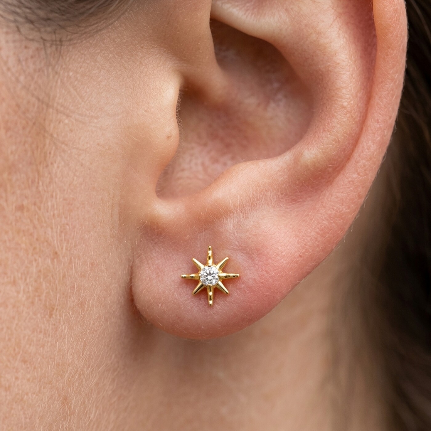 Flat Back Stud Earrings Crystal Starburst in F136 Titanium - product image 2