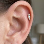 Flat Back Stud Earrings Opal Crystal Trio Bar in F136 Titanium - product image 2