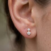 Flat Back Stud Earrings Crystal Twin Dot in F136 Titanium - product image 2