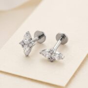 Flat Back Stud Earrings Crystal Marquise in F136 Titanium - soft flatlay