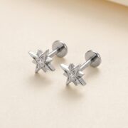 Flat Back Stud Earrings Crystal North Star in F136 Titanium - product image 3