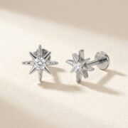 Flat Back Stud Earrings Celestial Sunburst in F136 Titanium - product image 3