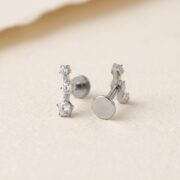 Flat Back Stud Earrings Crystal Trio in F136 Titanium - soft flatlay