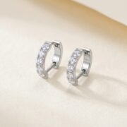 F136 Titanium Moissanite Huggie Hoop Earrings - soft flatlay
