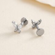 Flat Back Stud Earrings Crystal Butterfly in F136 Titanium - product image 3