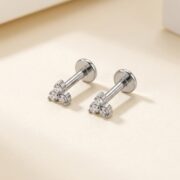 Flat Back Stud Earrings Petite Crystal Cluster in F136 Titanium - product image 3