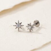 Flat Back Stud Earrings Crystal Starburst in F136 Titanium - product image 3