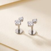 Flat Back Stud Earrings Crystal Twin Dot in F136 Titanium - product image 3