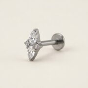 Flat Back Stud Earrings Crystal Marquise in F136 Titanium - detail view