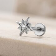 Flat Back Stud Earrings Crystal North Star in F136 Titanium - product image 4