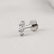 Flat Back Stud Earrings Crystal Trio Bar in F136 Titanium - product image 4