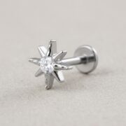 Flat Back Stud Earrings Celestial Sunburst in F136 Titanium - product image 4