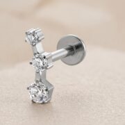 Flat Back Stud Earrings Crystal Trio in F136 Titanium - detail view