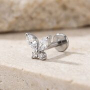 Flat Back Stud Earrings Crystal Butterfly in F136 Titanium - product image 4
