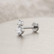 Flat Back Stud Earrings Crystal Twin Dot in F136 Titanium - product image 4