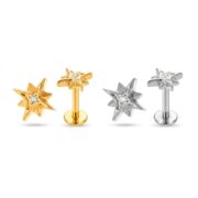 Flat Back Stud Earrings Crystal North Star in F136 Titanium - product image 5