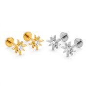 Flat Back Stud Earrings Celestial Sunburst in F136 Titanium - product image 5