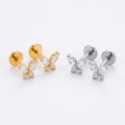 Flat Back Stud Earrings Crystal Butterfly in F136 Titanium - product image 5