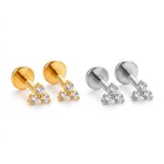 Flat Back Stud Earrings Petite Crystal Cluster in F136 Titanium - product image 5