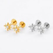 Flat Back Stud Earrings Crystal Starburst in F136 Titanium - product image 5