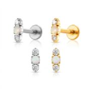 Flat Back Stud Earrings Opal Crystal Trio Bar in F136 Titanium - product image 5