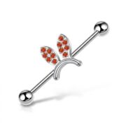 G23 Titanium Bunny Crystal Industrial Barbell Earring - secondary white background product photo