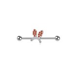 G23 Titanium Bunny Crystal Industrial Barbell Earring - white background product photo