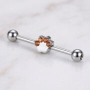 G23 Titanium Cat Paw Crystal Industrial Barbell Earring - detail angle
