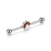 G23 Titanium Cat Paw Crystal Industrial Barbell Earring - secondary white background product photo