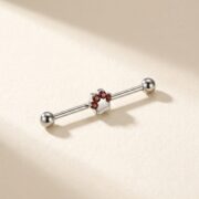 G23 Titanium Cat Paw Crystal Industrial Barbell Earring - soft flatlay