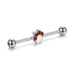 G23 Titanium Cat Paw Crystal Industrial Barbell Earring - white background product photo