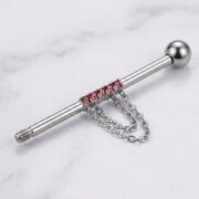 G23 Titanium Double Chain Industrial Barbell Earring - detail angle