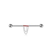 G23 Titanium Double Chain Industrial Barbell Earring - secondary white background product photo