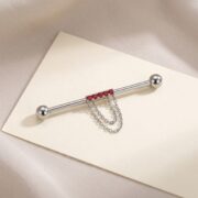 G23 Titanium Double Chain Industrial Barbell Earring - soft flatlay