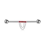G23 Titanium Double Chain Industrial Barbell Earring - white background product photo