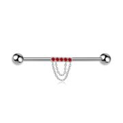 G23 Titanium Double Chain Industrial Barbell Earring - white background product photo