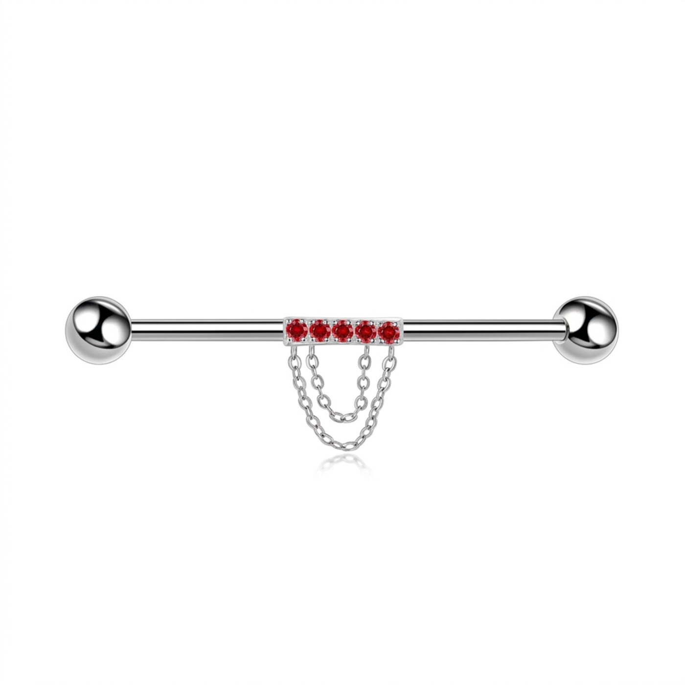 G23 Titanium Double Chain Industrial Barbell Earring - white background product photo