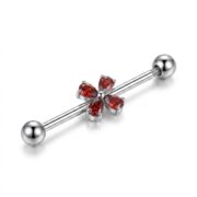 G23 Titanium Four-Petal Crystal Industrial Barbell Earring - secondary white background product photo