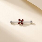 G23 Titanium Four-Petal Crystal Industrial Barbell Earring - soft flatlay