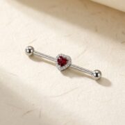 G23 Titanium Heart Crystal Industrial Barbell Earring - soft flatlay