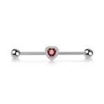G23 Titanium Heart Crystal Industrial Barbell Earring - white background product photo